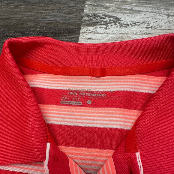 Nike Golf Dri Fit Tech Striped Mens L Mini Swoosh Tour Performance Polo Shirt - Picture 4 of 10